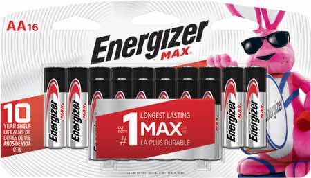 Energizer E91LP16 AA Max Silver 1.5V Alkaline, Qty (16) Single Pack