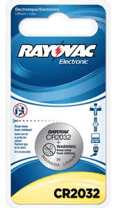 Rayovac KECR20321 CR2032 3V Li-Ion 225 mAh