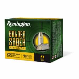 Remington Ammunition 27604 Golden Saber Defense 9mm Luger 147 gr Brass Jacket Hollow Point 20 Per Box/ 25 Case