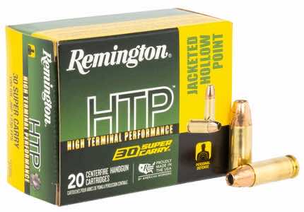 Remington Ammunition R20019 HTP 30 Super Carry 100 gr Jacket Hollow Point 20 Per Box/ 10 Case