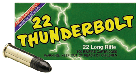 Remington Ammunition 21238 Thunderbolt Rimfire 22 LR 40 gr Round Nose 50 Per Box/ 100 Cs