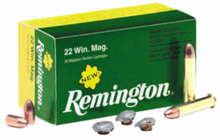 Remington Ammunition 21172 Magnum Rimfire 22 WMR 40 gr Pointed Soft Point 50 Per Box/ 40 Cs