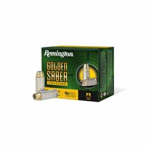 Remington Ammunition R21369 Golden Saber Defense 10mm Auto 180 gr Brass Jacket Hollow Point 20 Per Box/ 25 Case