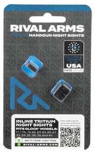Rival Arms RA4B231G In-Line MOS Night Sights for G17/G19 Black | Green Tritium White Ring Front Sight Green Tritium White Ring Rear Sight