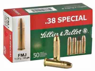 Sellier & Bellot SB38P Handgun 38Special 158gr Full Metal Jacket 50 Per Box/20 Case
