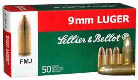 Sellier & Bellot SB9B Handgun 9mmLuger 124gr Full Metal Jacket 50 Per Box/20 Case