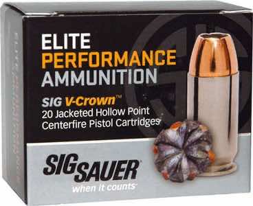 Sig Sauer E9MMA220 Elite Performance 9mmLuger 124gr V-Crown Jacketed Hollow Point 20 Per Box/10 Case
