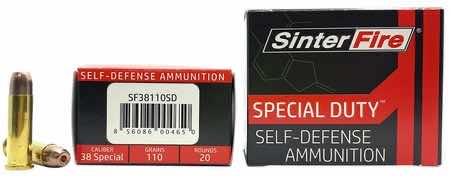 SinterFire Inc SF38110SD Special Duty (SD) 38 Special 110 gr Lead Free Frangible Hollow Point 20 Per Box/ 10 Case