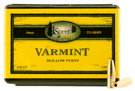 Speer 1205 Varmint 6mm .243 75 gr Jacket Hollow Point 100 Per Box/ 5 Case