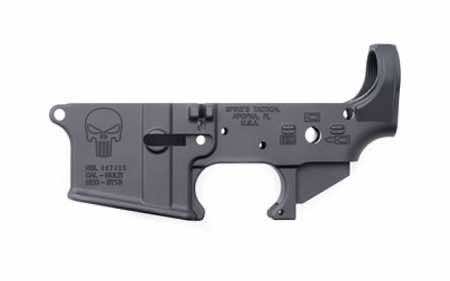 Spikes STLS015 Punisher Stripped Lower Receiver Multi-Caliber 7075-T6 Aluminum Black Anodized for AR-15