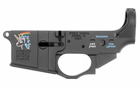 Spikes STLS030CFA Snowflake Stripped Lower Receiver Multi-Caliber 7075-T6 Aluminum Black Anodized with Color Fill for AR-15