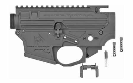 Spikes Tactical STSB920 Upper/Lower Set AR-15 9mm Compatible w/Glock Mags, Black Hardcoat Anodized