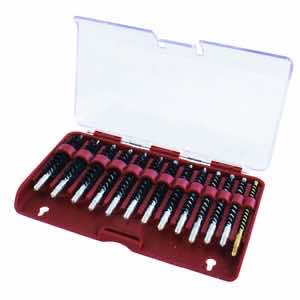 Tipton 615333 Bore Brush Set .17-.45 Cal Rifle Firearm 8-32/5-40 Thread Stainless Steel Nylon Bristles Bronze Includes Storage Box