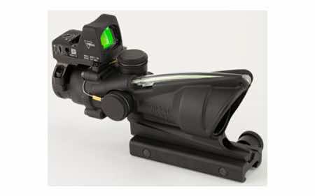 Trijicon 100552 ACOG Combo 4x 32mm Obj 36.80 ft @ 100 yds FOV Matte Black Finish Dual Illuminated Green Crosshair 223 Ballistic, RMR Type 2 3.25 MOA
