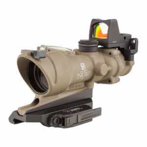 Trijicon 100554 ACOG ECOS Combo Flat Dark Earth 4x32mm Illuminated Green Crosshair .223/5.56 BDC Reticle