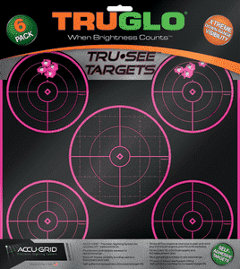 TruGlo TG11P6 Tru-See Splatter Target Black/Pink Self-Adhesive Heavy Paper Universal Yes Impact Enhancement Pink 6 Pack Includes Pasters