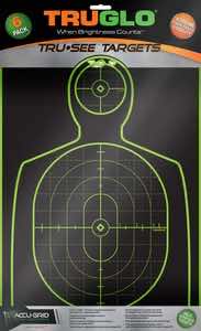 TruGlo TG13A6 Tru-See Handgun Target Black/Green Self-Adhesive Heavy Paper Fluorescent Green 6 Pack Includes Pasters