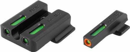 TruGlo TG13MP1PC TFX Pro Black | Green Tritium & Fiber Optic Orange Outline Front Sight Green Tritium & Fiber Optic Rear Sight