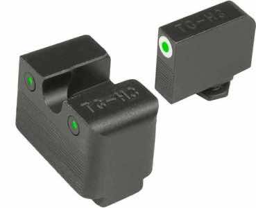 TruGlo TG231G2MW Tritium Pro High, White Outline Tritium Front/ Green Tritium Rear/Black Nitride Fortress Frame, Compatible w/Glock MOS, Front Post/Rear Dovetail Mount
