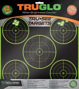 TruGlo TG11A12 Tru-See 5-Bull Target Black/Green Self-Adhesive Heavy Paper Universal Fluorescent Green 12 Pack Includes Pasters