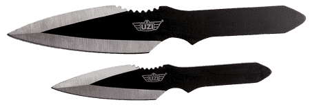 Uzi Accessories UZKTRW002 Throwing Knives Fixed Spear Point Plain Black Stainless Steel Blade Black Stainless Steel Handle Includes