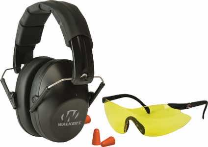 Walker's GWPFPM1GFP Pro Low Profile Passive Muff Combo Kit Includes Foam Ear Plugs, Low Profile 31 db Over the Head Passive Muff, Shooting Glasses w/Yellow Lens
