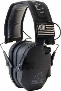 Walker's GWPRSEMPAT Razor Patriot Slim Electronic Muff 23 dB Over the Head Black w/Flag Patch Polymer