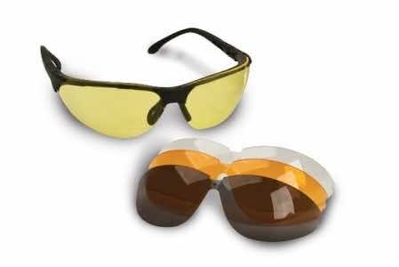 Walker's GWPASG4L2 Sport Glasses Combo Adult Clear/Smoke Gray/Amber/Yellow Lens Polycarbonate Black Frame