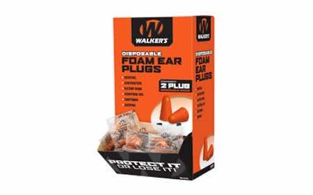 Walker's GWPFOAMPLUG Foam Ear Plugs Counter Display Disposable 32 dB Orange 100 Pair (200 Count)