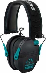 Walker's GWPRSEMLTL Razor Slim Electronic Muff 23 dB Over the Head Black/Teal Polymer