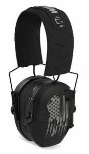 Walker's WPRSEMFSFLG Razor Slim Electronic Freedom Muff 23 dB Over the Head Black w/Distressed U.S Flag Polymer