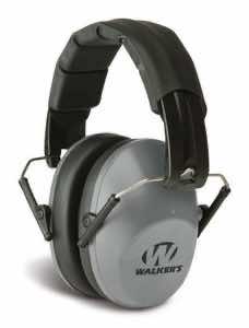 Walker's GWPFPM1GY Pro Low Profile Passive Muff 22 dB Over the Head Gray/Black Polymer