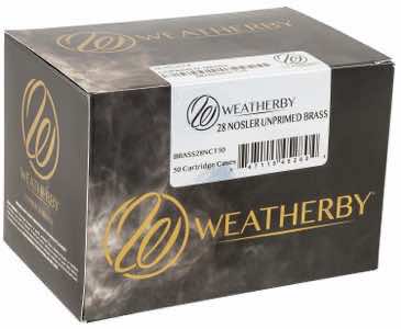 Weatherby BRASS28NCT50 Unprimed Cases 28 Nosler Rifle Brass/ 50 Per Box