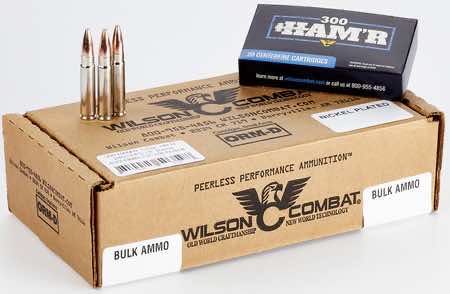 Wilson Combat A300HMR135HBN HAM'R Bonded 300 HAM'R 135 gr Speer HAM'R Bonded Nickel-Plated Brass 20 Bx/ 10 Case