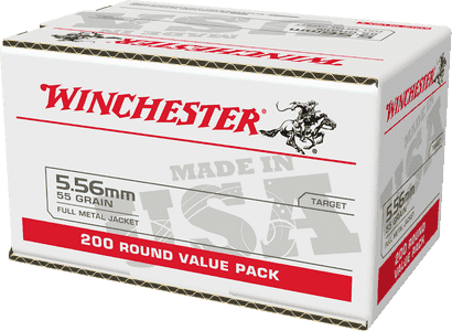 Winchester Ammo WM193200 USA 5.56x45mm NATO 55 gr Full Metal Jacket 200 Per Bx/ 4 Case Value Pack