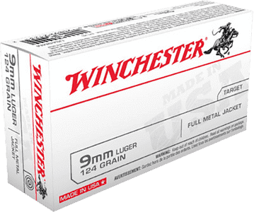 Winchester Ammo USA9MM USA 9mm Luger 124 gr Full Metal Jacket 50 Per Box/ 10 Case