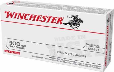 Winchester Ammo USA300B147 USA 300 Blackout 147 gr Full Metal Jacket Open Tip 20 Per Box/ 10 Case