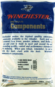 Winchester Ammo WSC7MMRU Unprimed Cases 7mm Rem Mag Rifle Brass/ 50 Per Bag