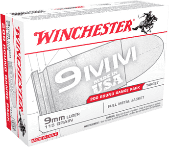 Winchester Ammo USA9W USA 9mm Luger 115 gr Full Metal Jacket 200 Per Box/ 5 Case